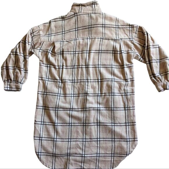 She + Sky Plaid Tan Oversized Long Sweater for Fall Cold Weather Button Up Small - Picture 5 of 5